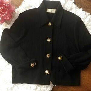 St. John Black Jacket with Gold Buttons